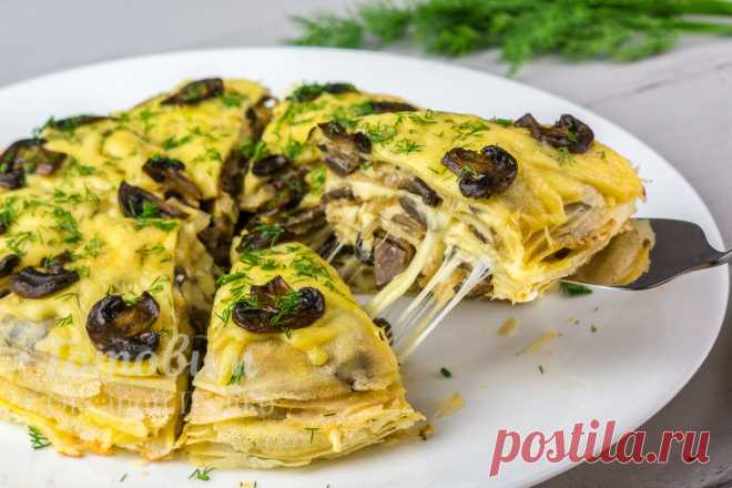 Такой Вкусной Закуски Вы Еще НЕ Пробовали! Закусочный блинный торт с грибами и сыром | Готовим с Оксаной Пашко | Яндекс Дзен