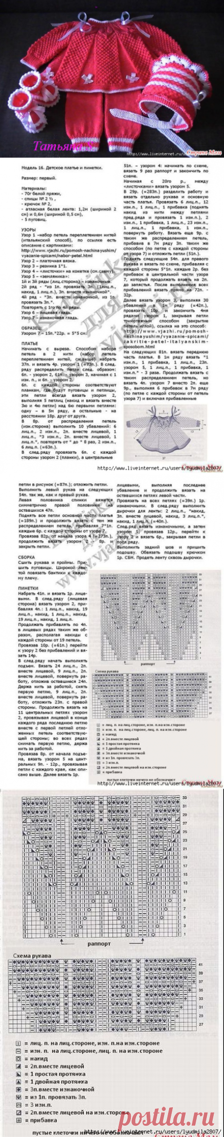 Детское платье и пинетки спицами