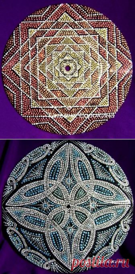 Нанесение точек деревянным шампуром..