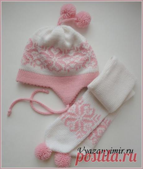 Детская шапка с ушками на вязальной машине.