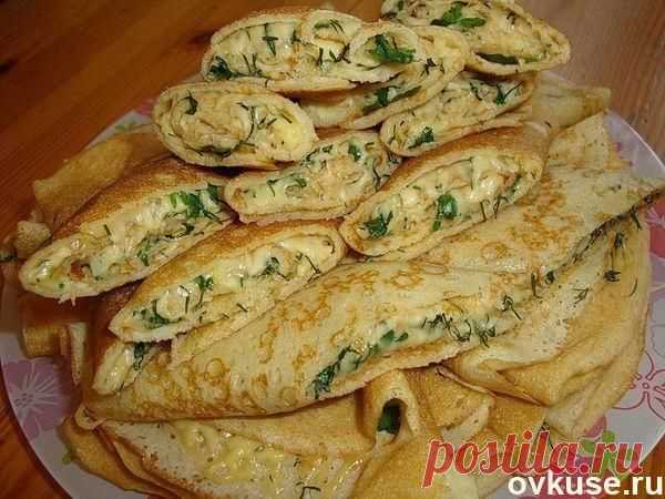 Блинные конверты с сыром и зеленью - Простые рецепты Овкусе.ру