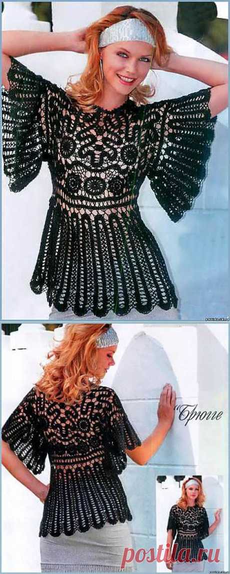 Эффектный блузон . Схема вязания крючком. - Схемы вязания кофты - Схемы для вязания - Уроки вязания крючком - Вязание крючком, мотивы, схемы для вязания крючком