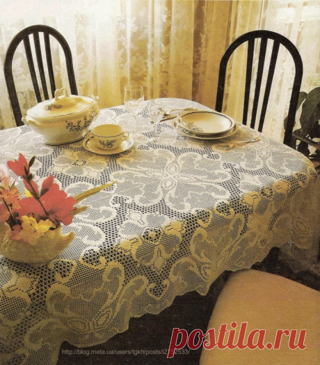 Блог &quot;tgkh&quot;. Прямоугольная скатерть вязаная крючком 4-ЛИСТНИКИ НА СЧАСТЬЕ (филейное вязание), Блог пользователя tgkh