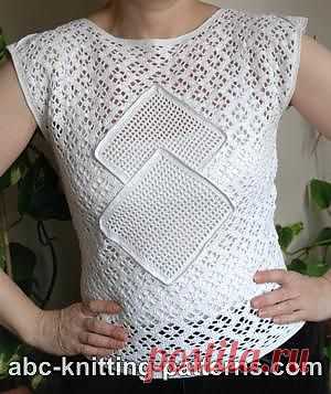 ABC Knitting Patterns - Lace Summer Top with Filet Inserts.