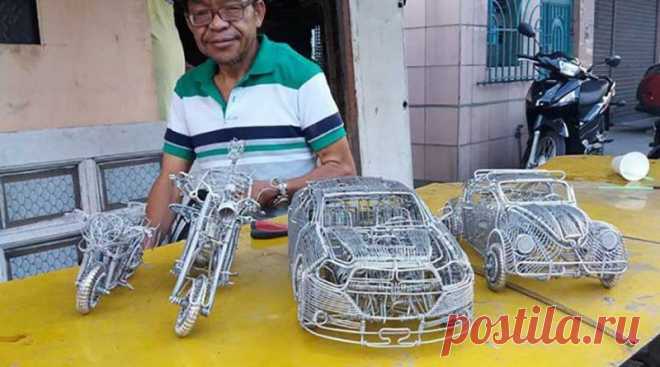 Потрясающие скульптуры машин из проволоки