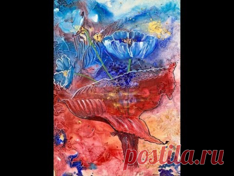 Создаем текстуру грунтовкой Gesso. Абстракт акрилом. Abstract in acrylic