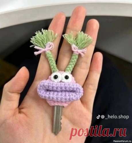 Ключница Ням крючком. Описание | Вязаные крючком аксессуары Смешная Ключница Ням