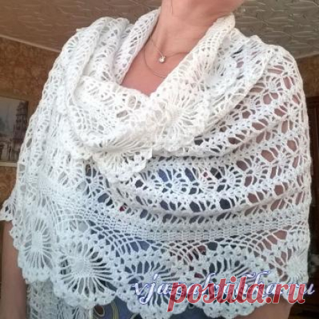 Ажурный палантин крючком от Елены Шевчук