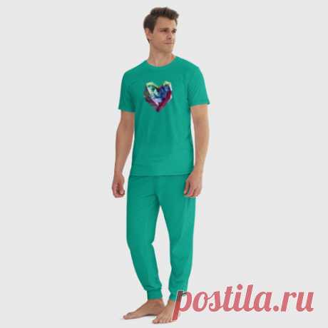 Мужская пижама хлопок Геометрическое полигональное сердце - купить по цене 2785 руб в интернет-магазине Всемайки, арт 3643527