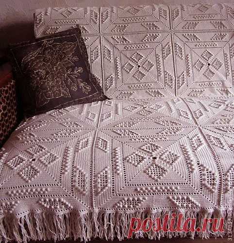 Покрывало с узором из ромбов. Схема