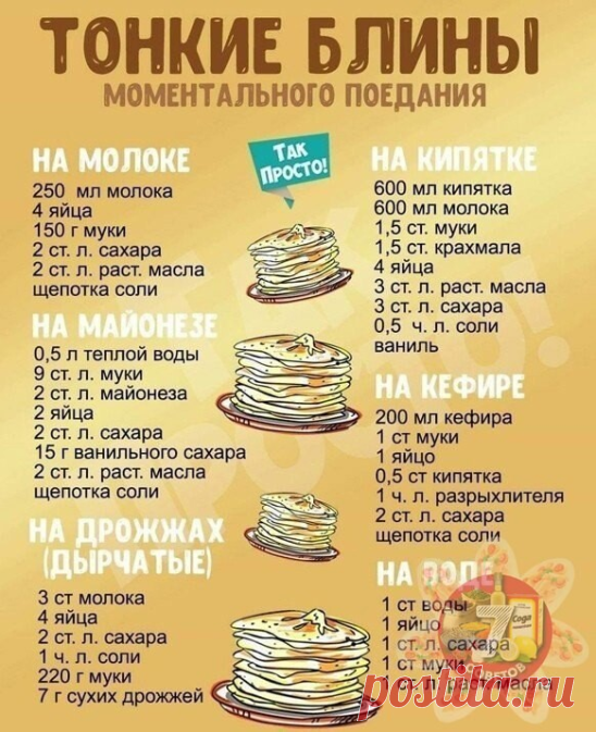 Тонкие блины моментального поедания