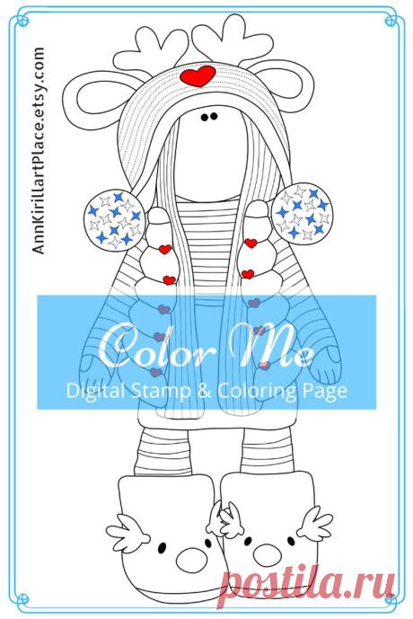 Color Me Christmas Doll Color Pattern Interior Doll Art | Etsy