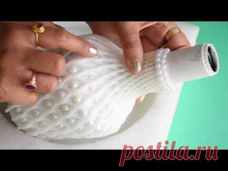 DIY:how to decor bottle with waste/Wine bottle craft/Bottle decoration/
