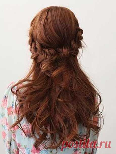 French braid on the back and curls - Hairstyles and Beauty Tips