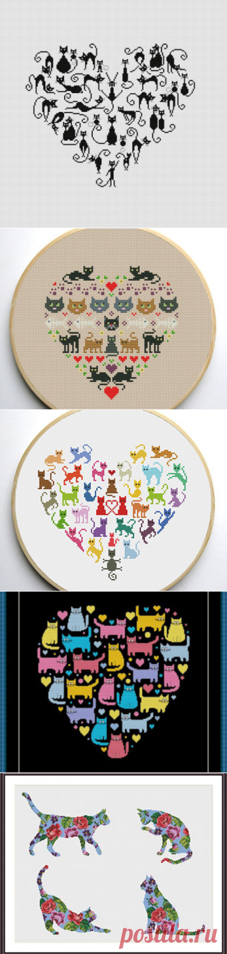 Heart and Cats 3 cross stitch pattern Instant Download PDF