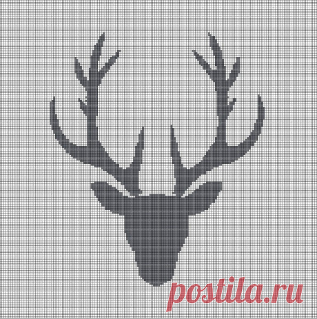 Голова оленя 3 схема вышивки крестом силуэт в pdf