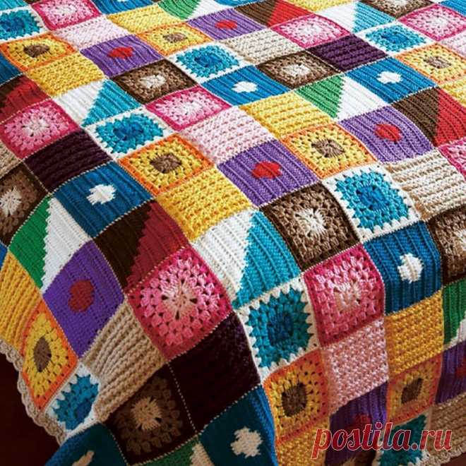В стиле пэчворк: 16 пледов крючком и спицами | Вязание с Paradosik_Handmade | Дзен