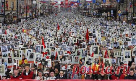 Самая поразившая меня фотография с Дня Победы 2014, Бессмертный полк, -- шествие по Невскому проспекту с фотографиями своих родственников, участников войны.
