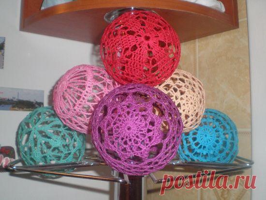 Вязание крючком - Елочные шары оказались пригодными и после праздников » Поиск мастер классов, поделок своими руками и рукоделия на SearchMasterclass.Net