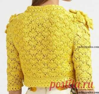 Болеро узором ракушки. Красивое болеро крючком со схемами.