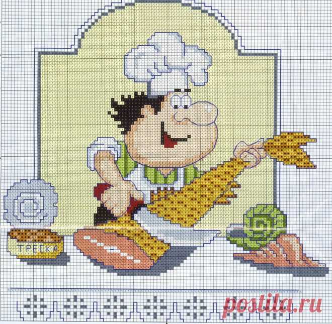 Схемы для вышивки нитками- *Забавный повар*