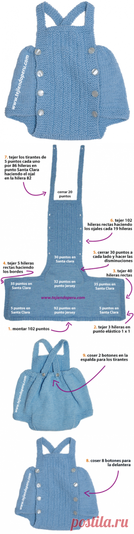 Enterizo o mameluco para bebe - Tejiendo Perú