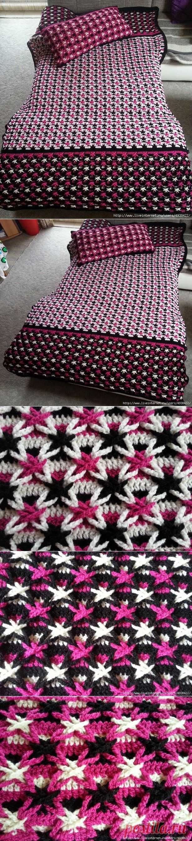 Плед и подушка узором "Польская звезда".