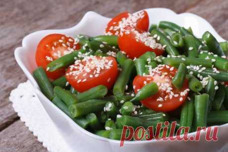 Теплый постный салат с зеленой фасолью - рецепт с фото