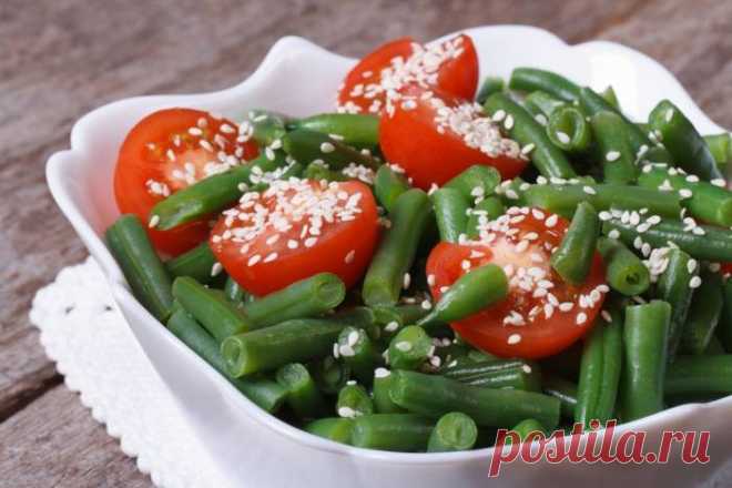 Теплый постный салат с зеленой фасолью - рецепт с фото