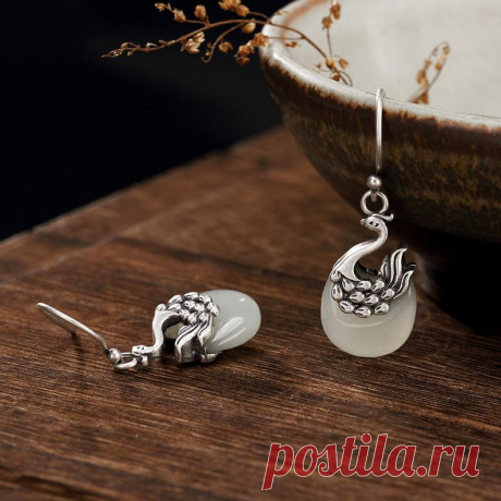 Jade Phoenix earrings-silver earrings-Bohemian earrings-bridal | Etsy