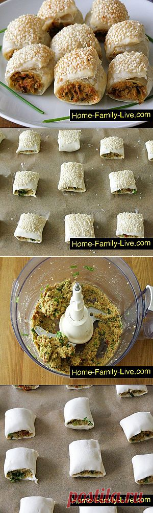 Кулинарные рецепты Рулеты из слоеного теста с курицей &raquo; Кулинарные рецепты