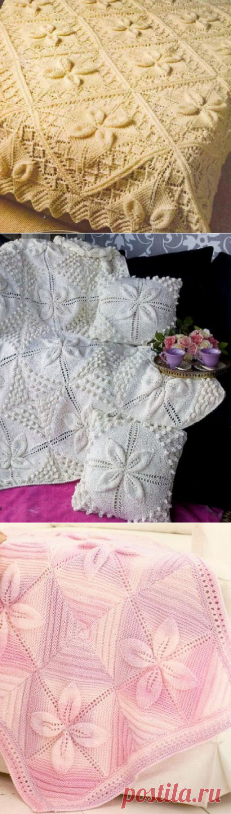 Вязаный плед из квадратов спицами «Зимушка» со схемами | Уют и тепло моего дома