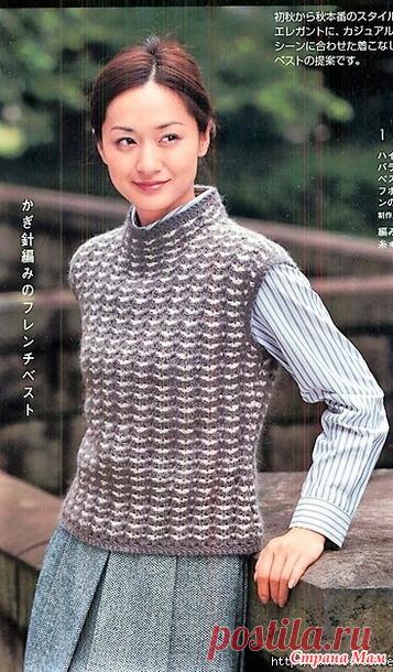 Плотная безрукавка двухцветным узором. Крючок. - ВЯЗАНАЯ МОДА+ ДЛЯ НЕМОДЕЛЬНЫХ ДАМ - Страна Мам