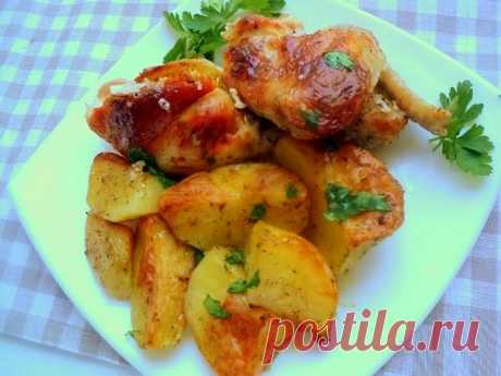 Рецепт запеченной курицы с картофелем