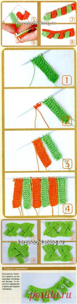 Вязаная отделка из полос - 31 Июля 2016 - Вязание спицами, модели и схемы для вязания на спицах