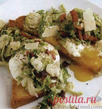 Рецепт: Бутерброды с яйцами-пашот и брюссельской капустой на RussianFood.com