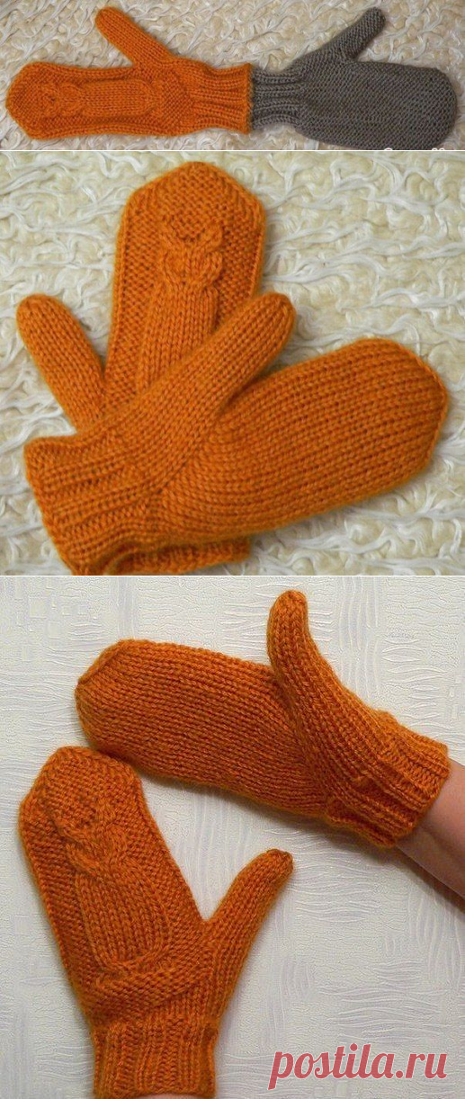 Уютные рукавицы, связанные спицами