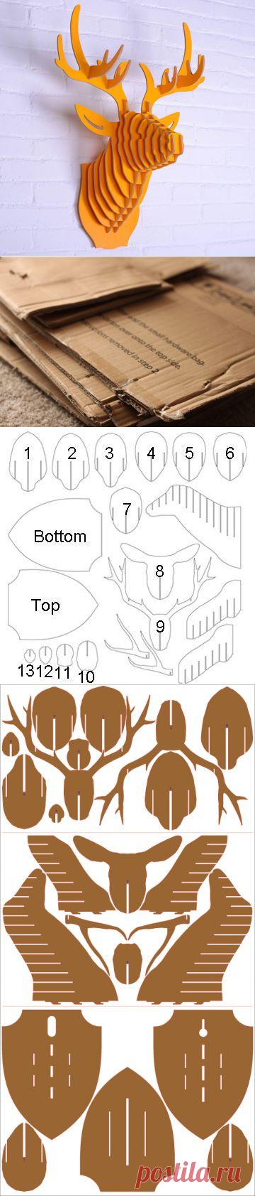 Голова оленя — декор для стены. Мастер-класс | oblacco