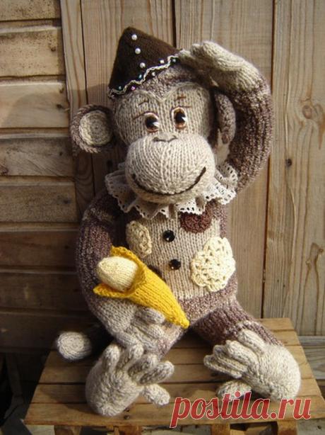 Схема вязания обезьяны спицами с описанием.