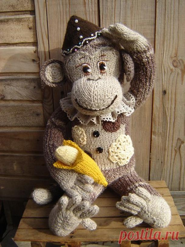 Схема вязания обезьяны спицами с описанием.