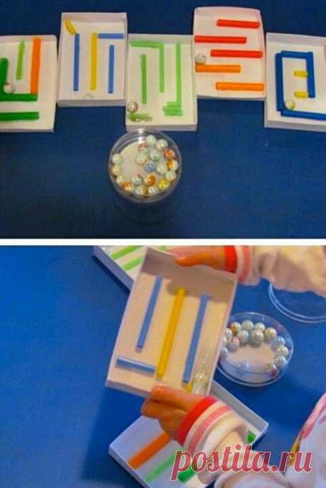 (2) Makkelijk zelf te maken met een deksel van een schoendoos en enkele dikke rietjes! | Montessori - ateliers autonomes