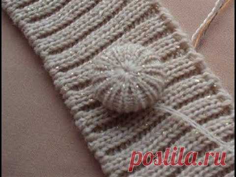 Красивые вязаные пуговицы спицами (мастер-класс) Beautiful Knitted Round Button (DIY)