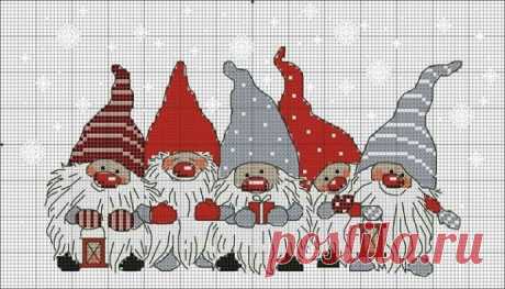 ​Новогодняя вышивка с гномами