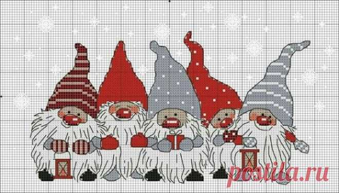 ​Новогодняя вышивка с гномами