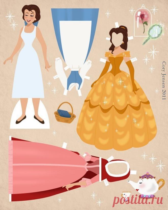 Бумажные куклы - диснеевские принцессы с нарядами и парочка принцев в придачу.