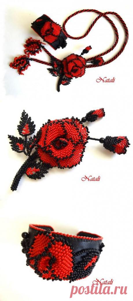 Красная роза - эмблема любви... | biser.info - всё о бисере и бисерном творчестве