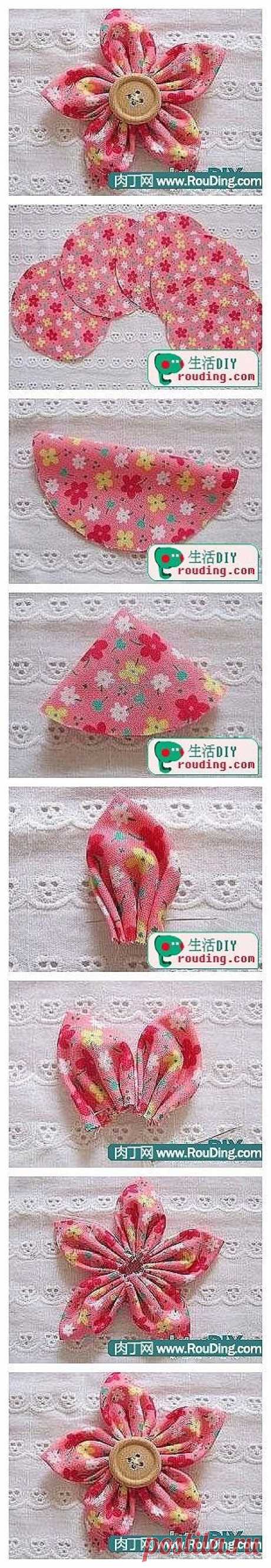 fabric flower tutorial. A great beginner hand sewing project, stick this on a shirt and you have yourself a evening blouse! | Sewing For Girls