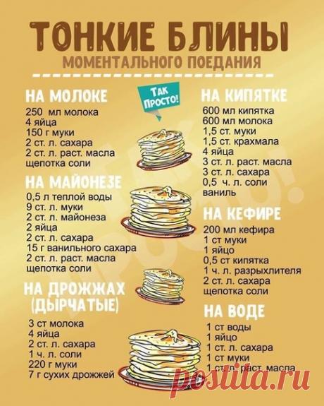 Тонкие блинчики Отличная памятка
