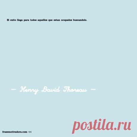 Henry David Thoreau: El éxito llega para todos aquellos que están ocupados buscándolo.