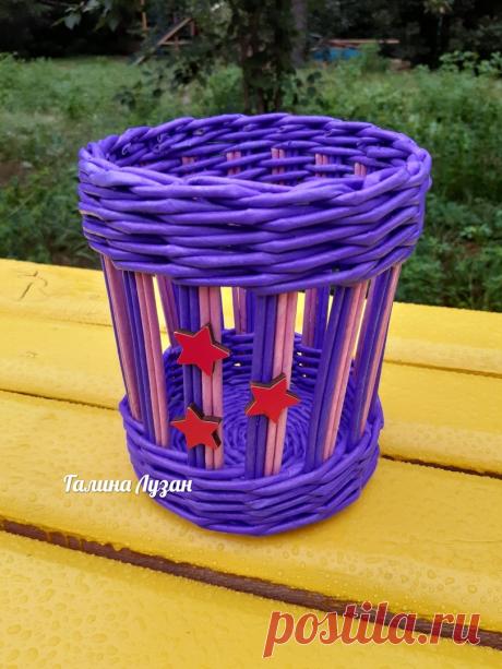 Корзинка  из газетных трубочек